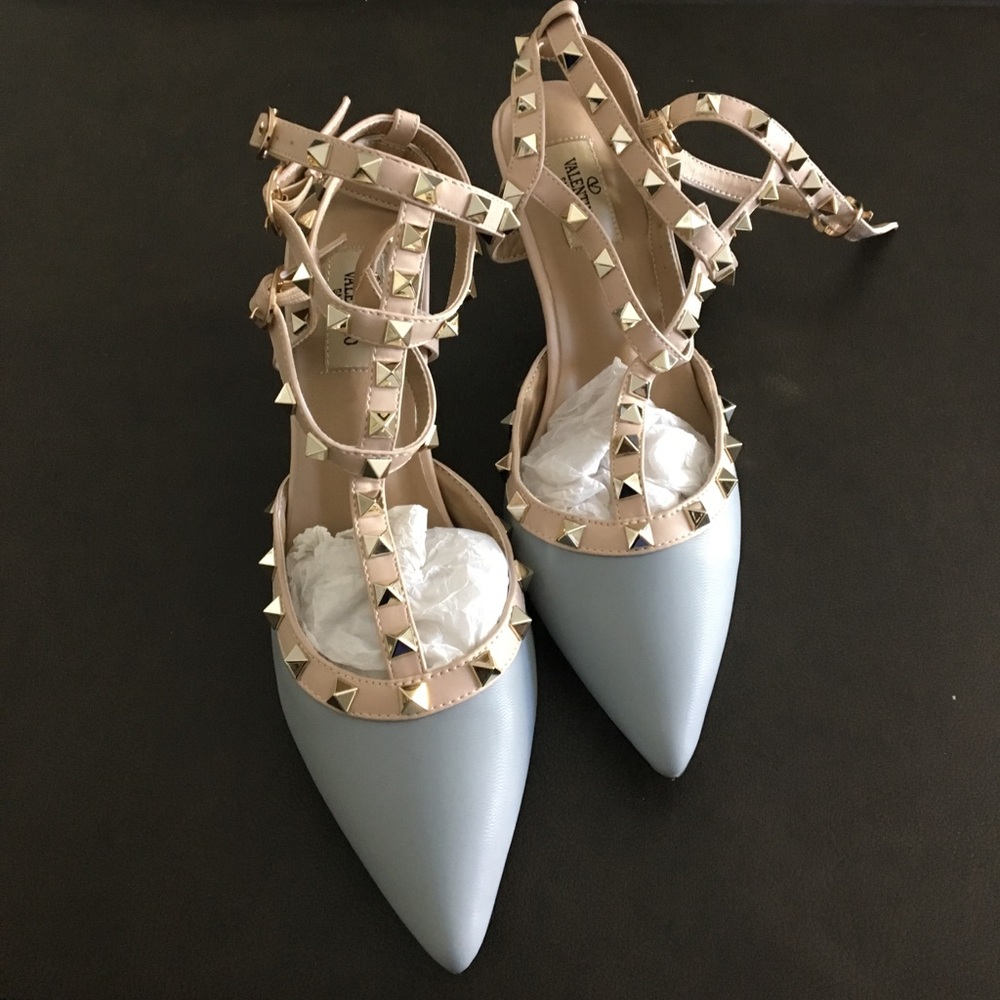 Genuine leather Rockstud Valentino style heels